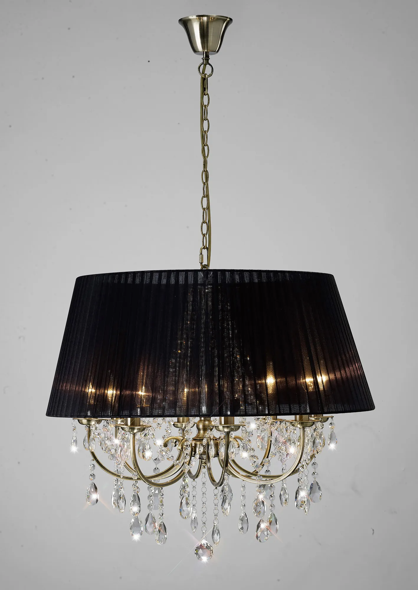 IL30057/BL  Olivia Crystal Pendant 8 Light Antique Brass